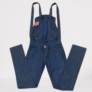 CHICK By NICKY HILTON Blue Denim Overalls w Detachable Top by Buttons Size 28